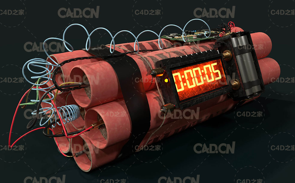 TNT炸弹C4D模型 Cinema 4D 3D Model Bomb TNT - C4D之家 - 2.jpg
