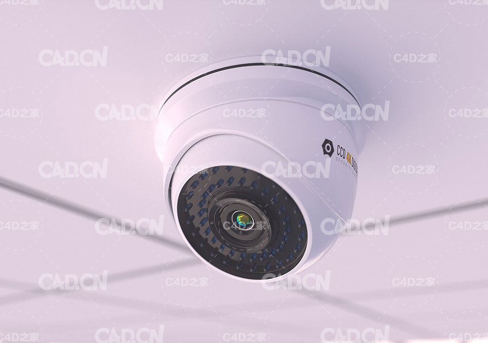 半球摄像机C4D模型 Cinema 4D 3D Model Security Dome Camera