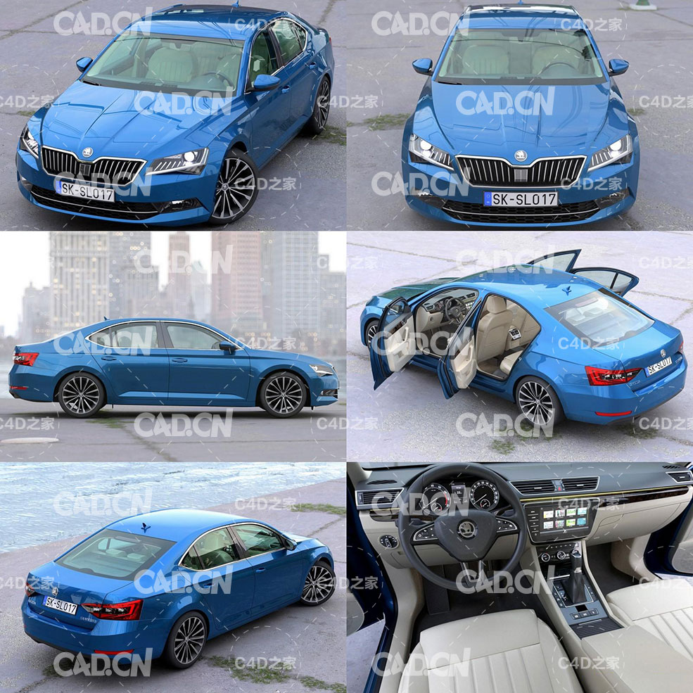 斯柯达速派superb 速派2018款汽车C4D模型 - C4D之家 - 1.jpg