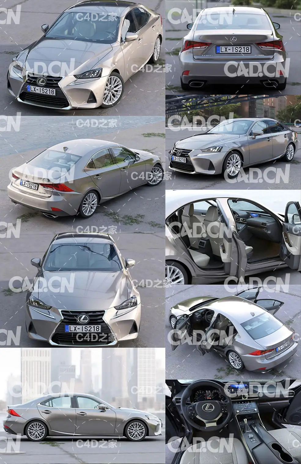 雷克萨斯汽车C4D模型 Lexus IS 2018 – 3D Model - C4D之家 - 1.jpg