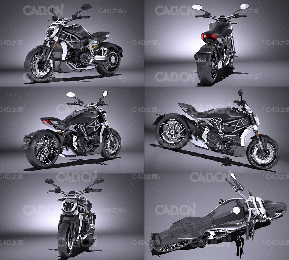 杜卡迪X-Diavel摩托车C4D模型 Ducati X-Diavel 2016 3D Model