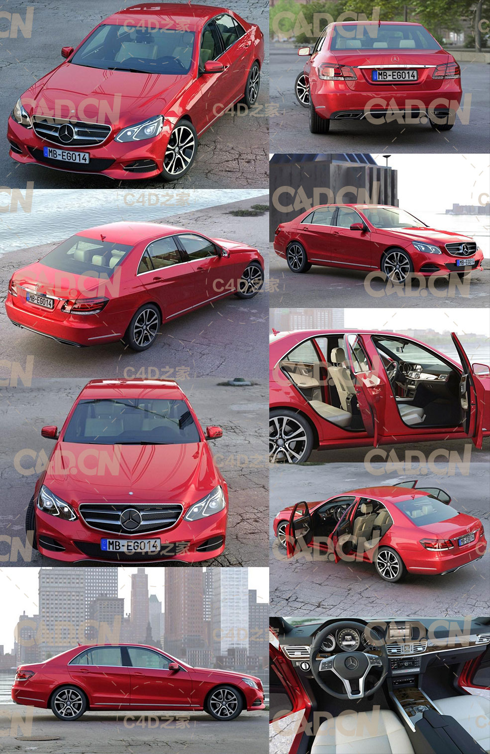 梅赛德斯奔驰汽车C4D模型 Mercedes Benz E Class Avantgarde 2014 - 3D Model