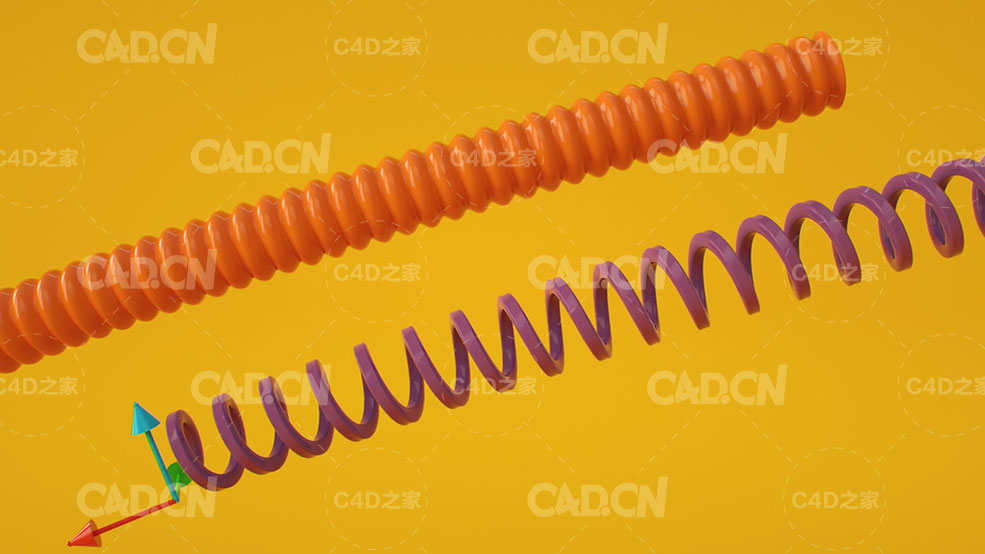 C4D螺纹管 弹簧样条工程 Spline Rigs
