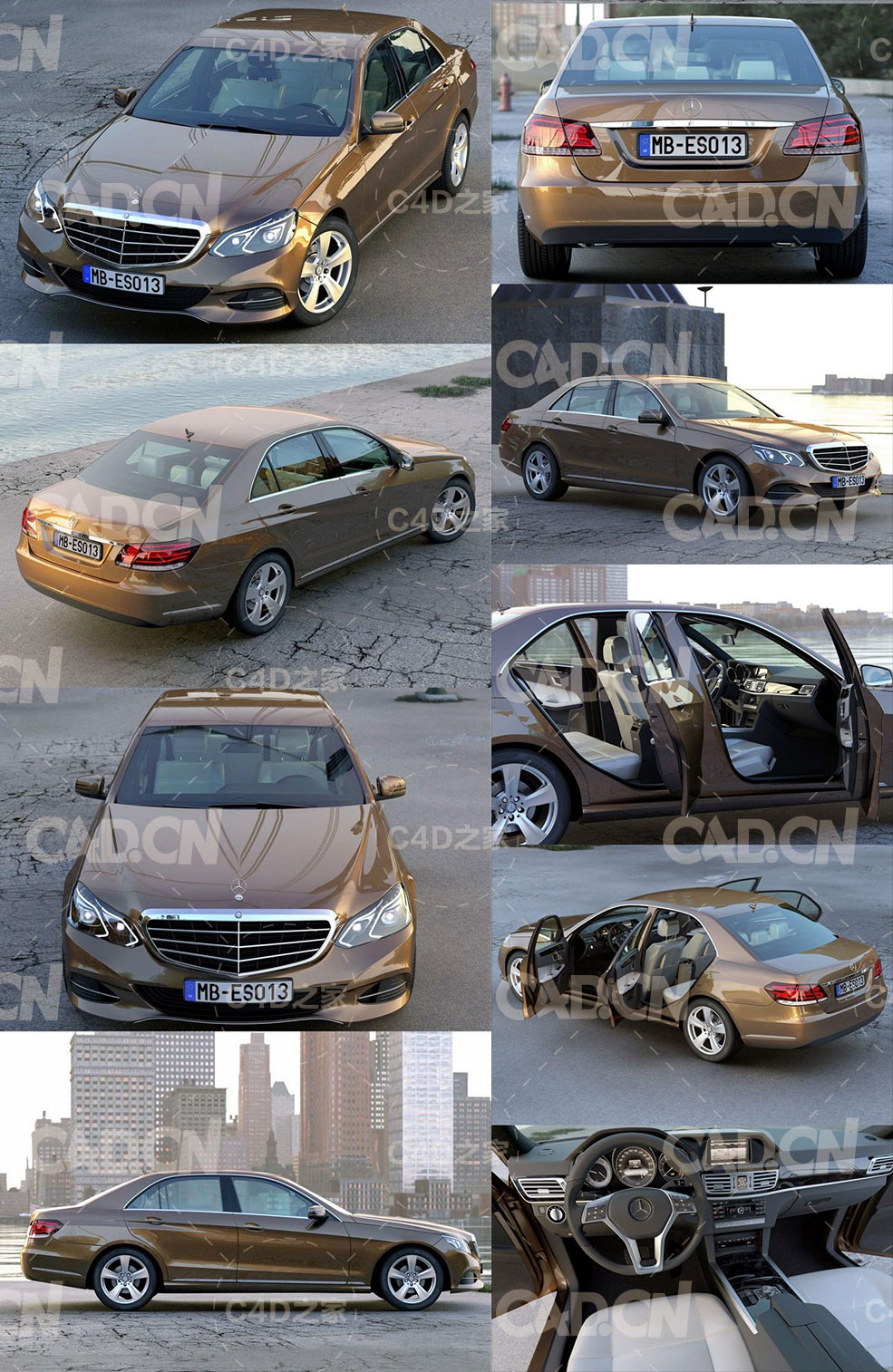 梅赛德斯-奔驰E级轿车C4D模型 Mercedes Benz E class 2014 – 3D Model_2