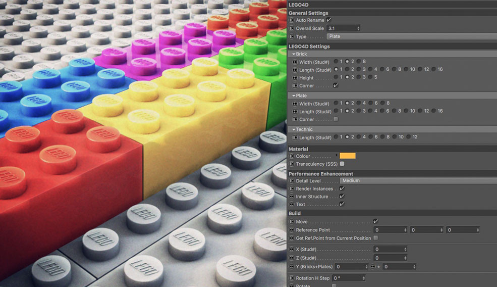 乐高玩具C4D模型预设 Lego4D V1