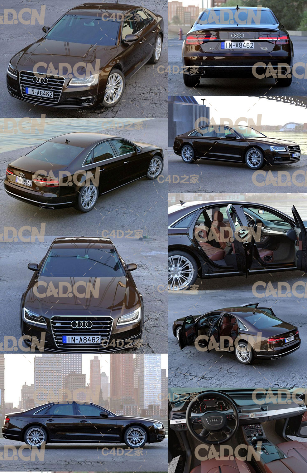 奥迪A8汽车C4D模型 Audi A8 2014 - 3D Model