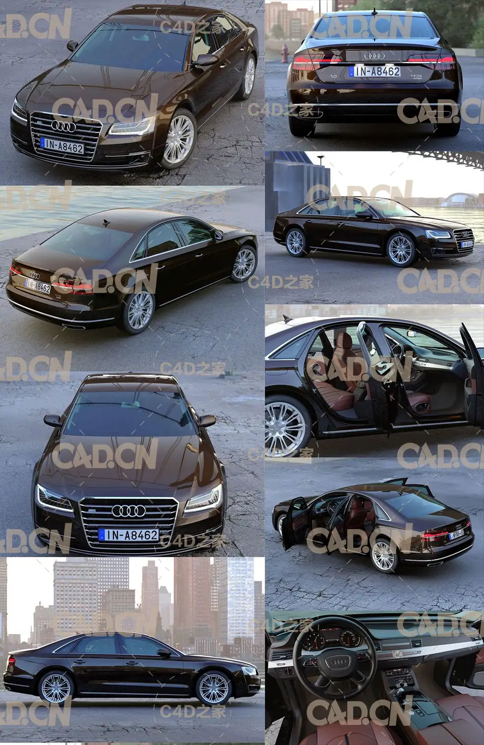 奥迪A8汽车C4D模型 Audi A8 2014 - 3D Model