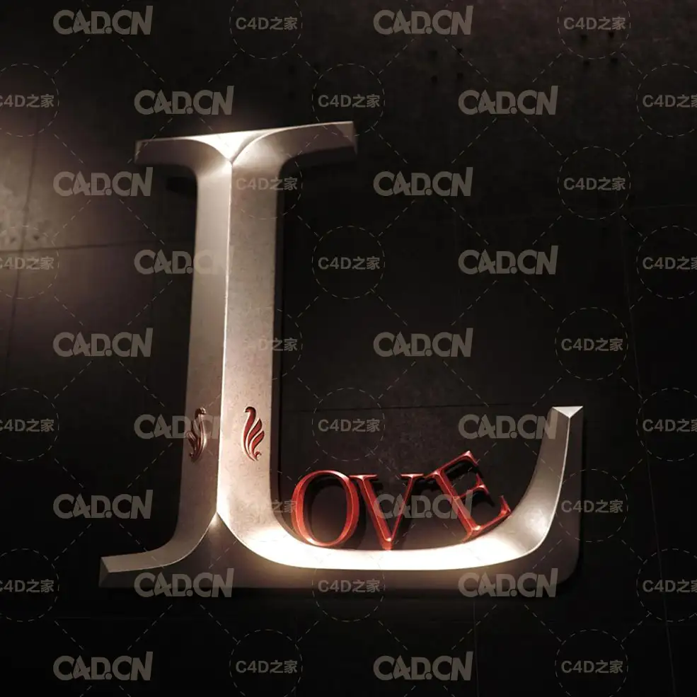 C4D金属立体字"Love"工程（Cycles 4D渲染）