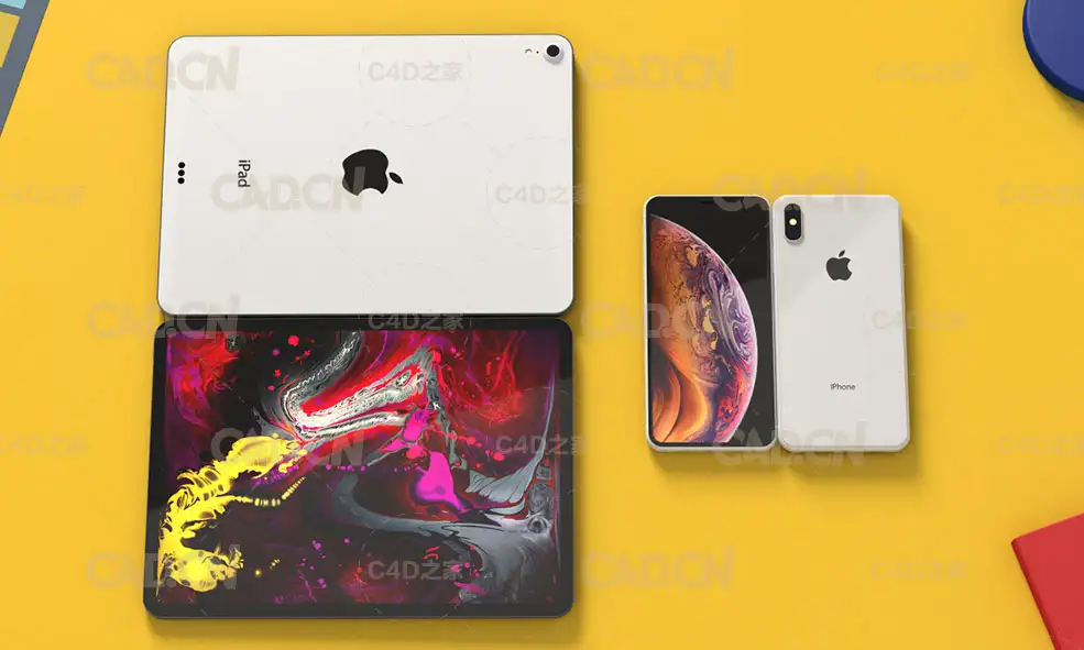 苹果手机 ipad平板电脑C4D模型 iphone xs max and ipad pro - C4D之家 - Pic-All-2.jpg