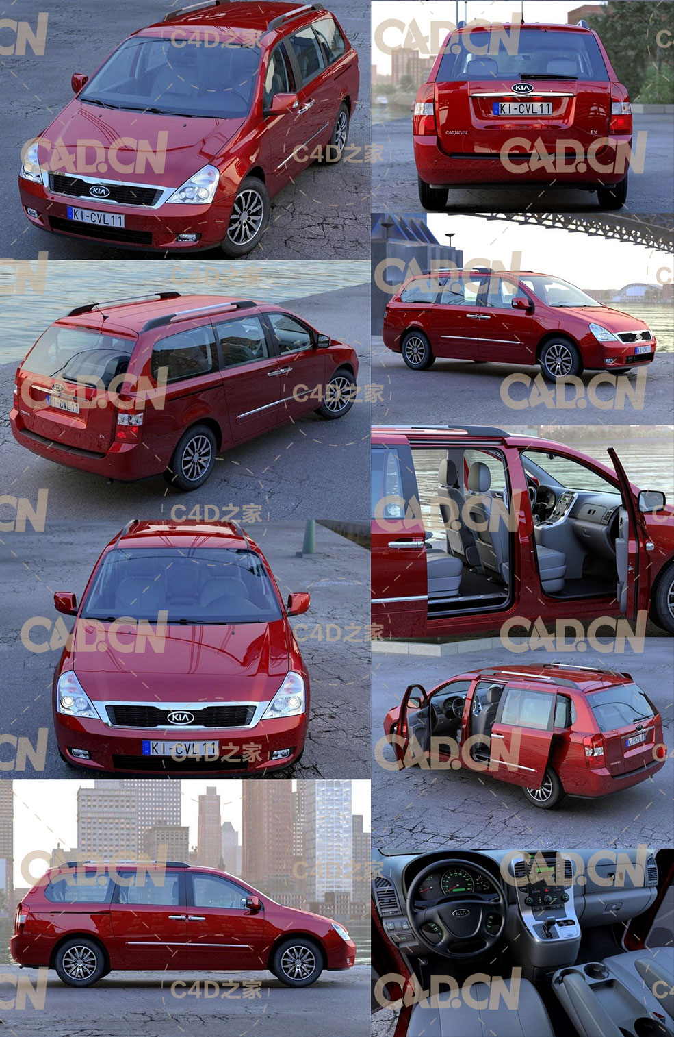 起亚商务汽车C4D模型 Kia Carnival 2011 - 3D Model - C4D之家 - 1.jpg