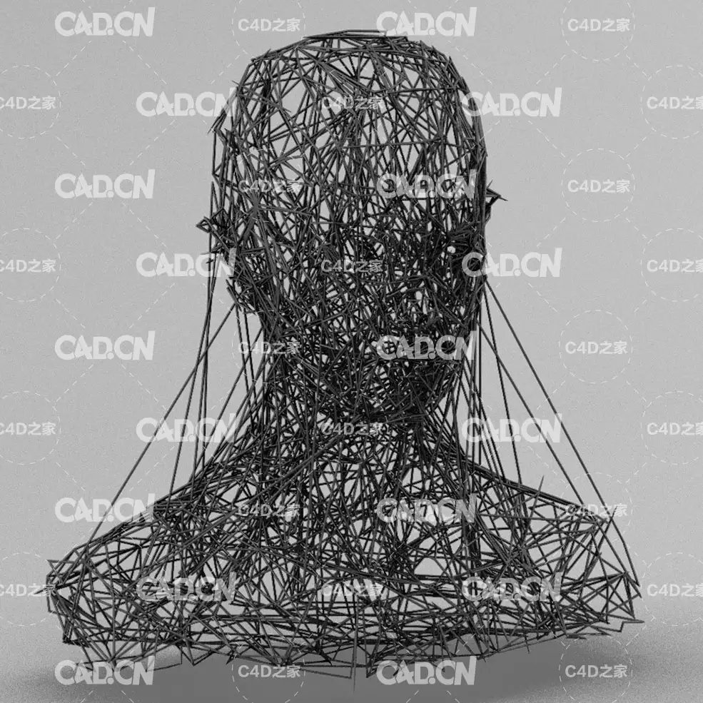 C4D线条编织人像工程文件（未使用插件）Make Wires