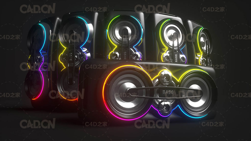 酷炫的派对音响C4D模型 Cinema 4D 3D Model Party Speakers