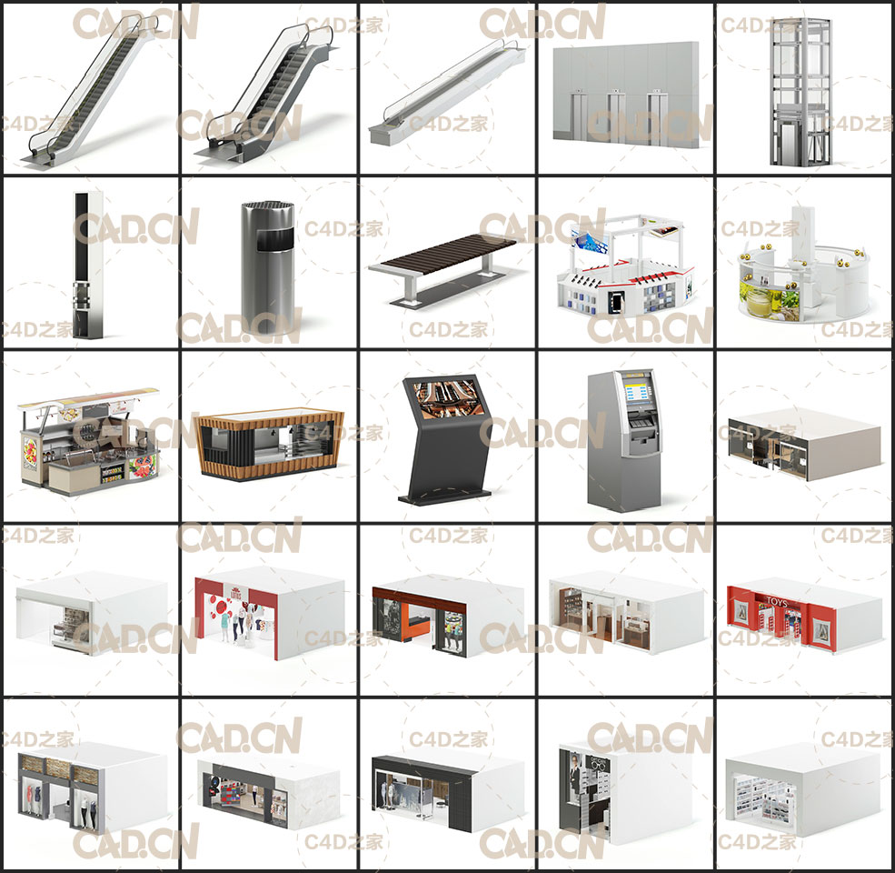 30个商场电梯 专场店 展台 展位等设备C4D模型合集 - C4D之家 - 未命名-1.jpg