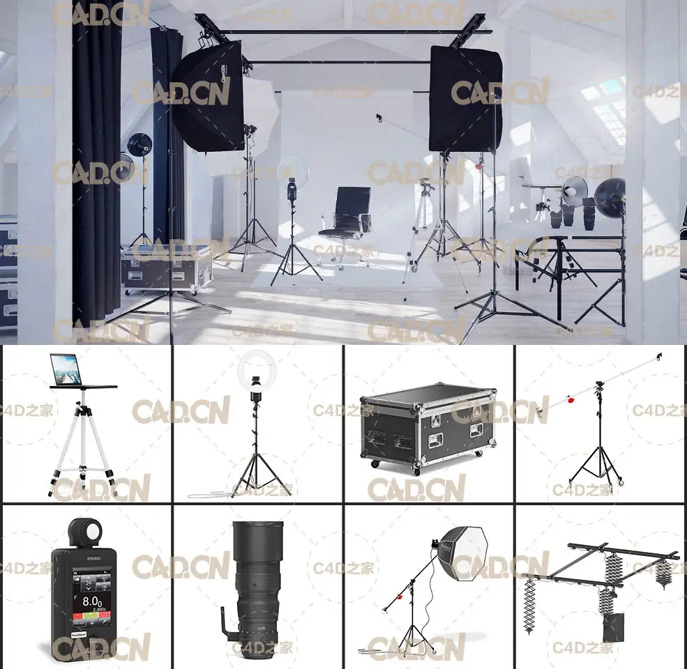 25个高精度摄影棚室内工具3D模型 Photo Equipment 3D Models Collection - C4D之家 - 未命名-2.jpg