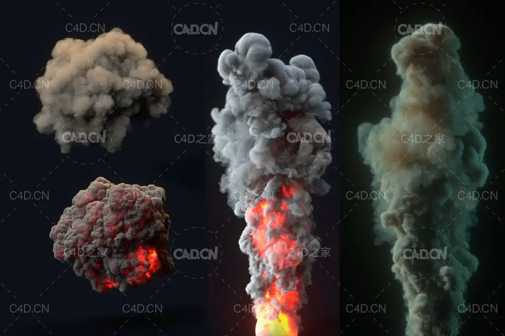 240个爆炸烟火VDB素材合集 smoke explosion