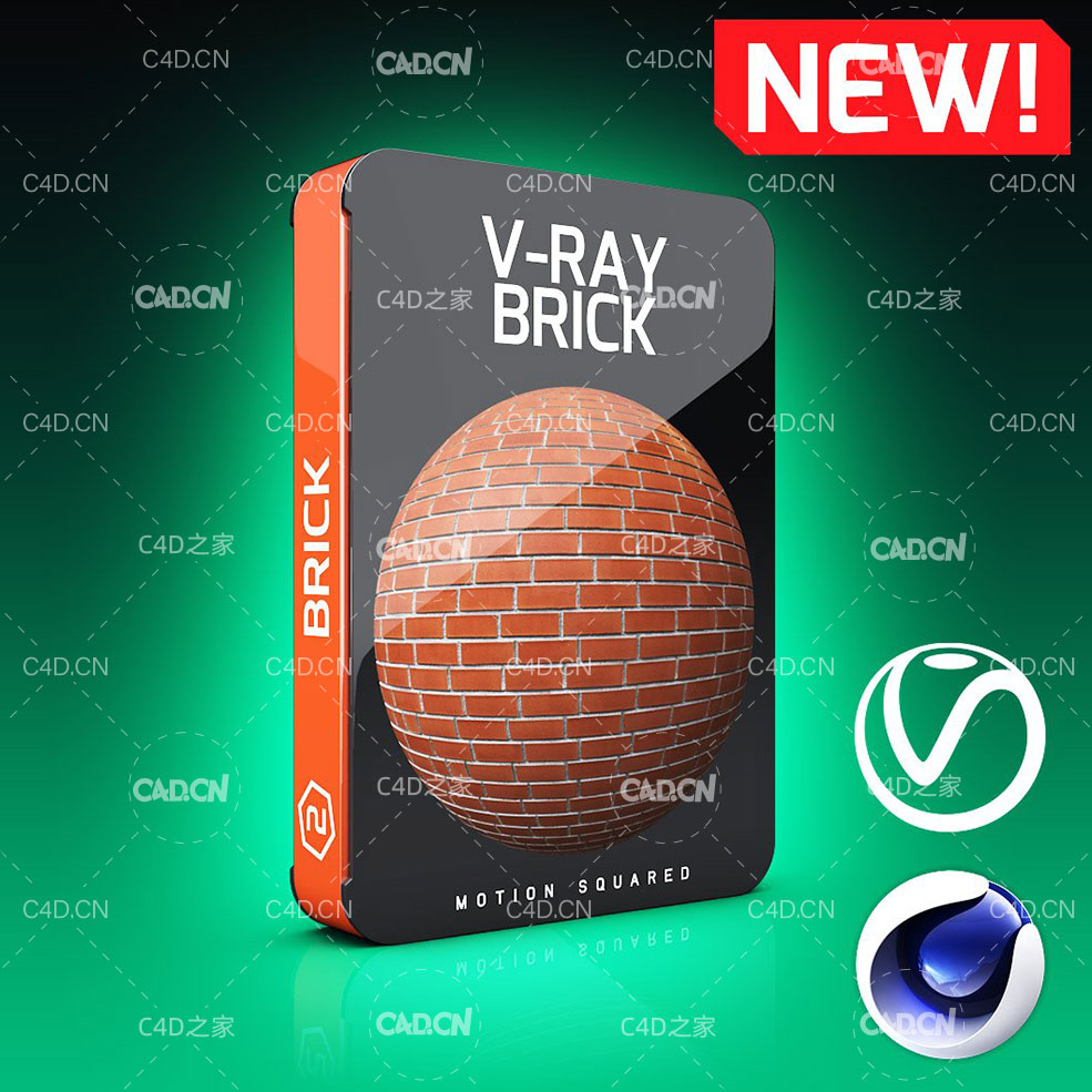 C4D FOR VRAY砖墙材质合集 V-Ray Brick Texture Pack for Cinema 4D