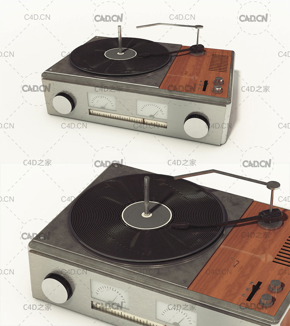 黑胶唱片C4D模型 Cinema 4D 3D Model Record Turntable