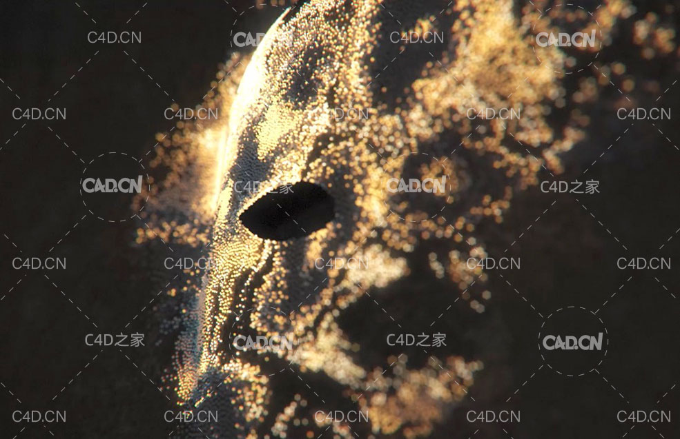 C4D金色面具升起动画特效工程