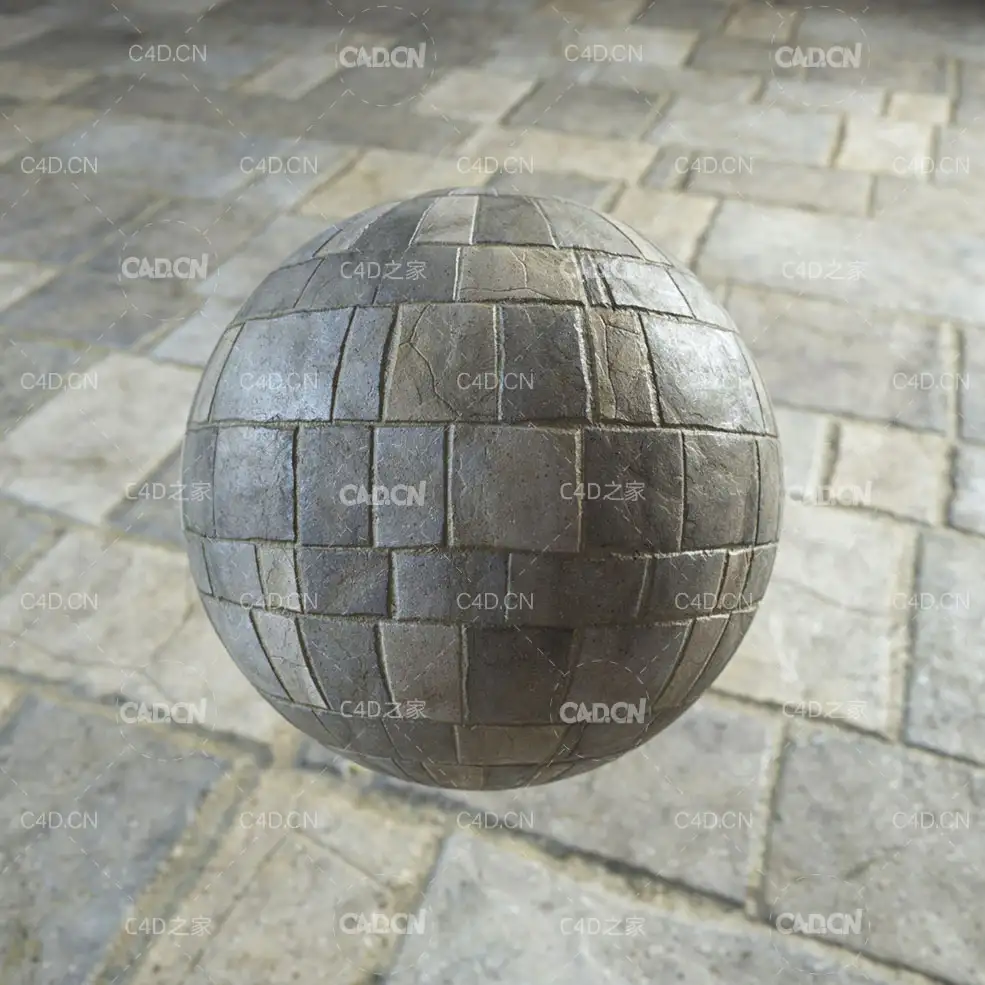 C4D 石头地砖材质球 Rock Wall 01