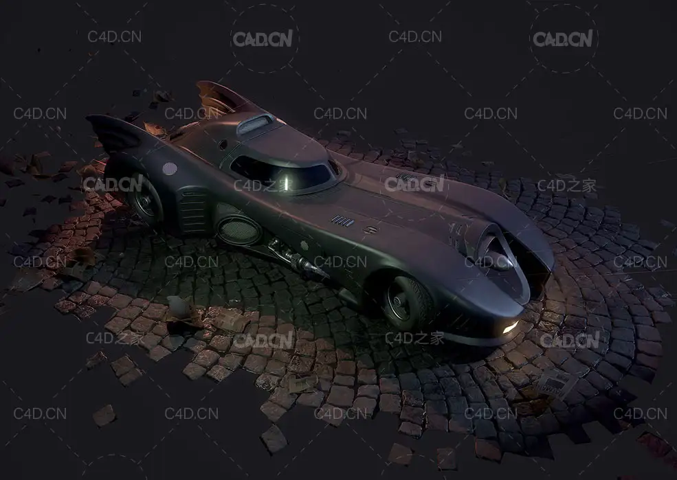 创意蝙蝠车C4D模型 Classic Batmobile 3D Model