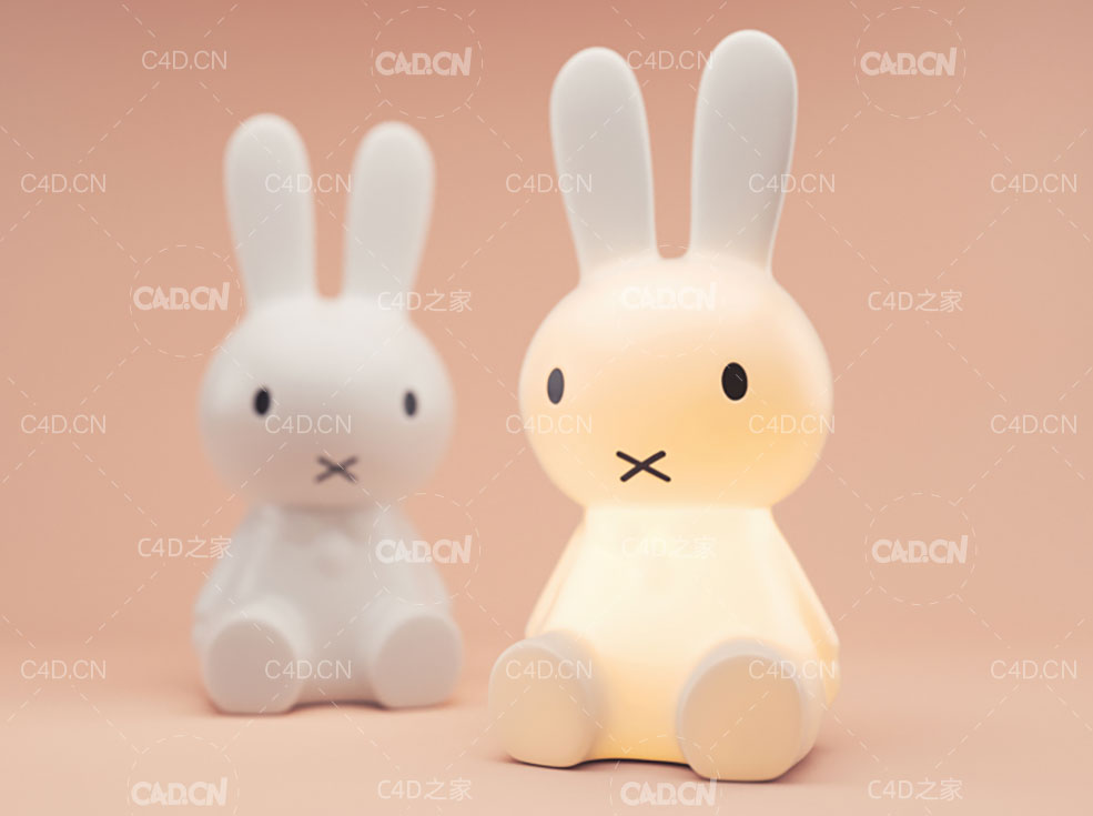 可爱的小兔子台灯C4D模型 Miffy Lamp 3D