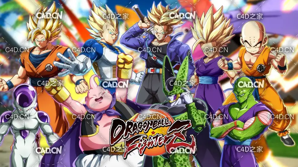45套C4D动作格斗类游戏《龙珠战士Z(Dragon Ball Fighters Z)》模型合集