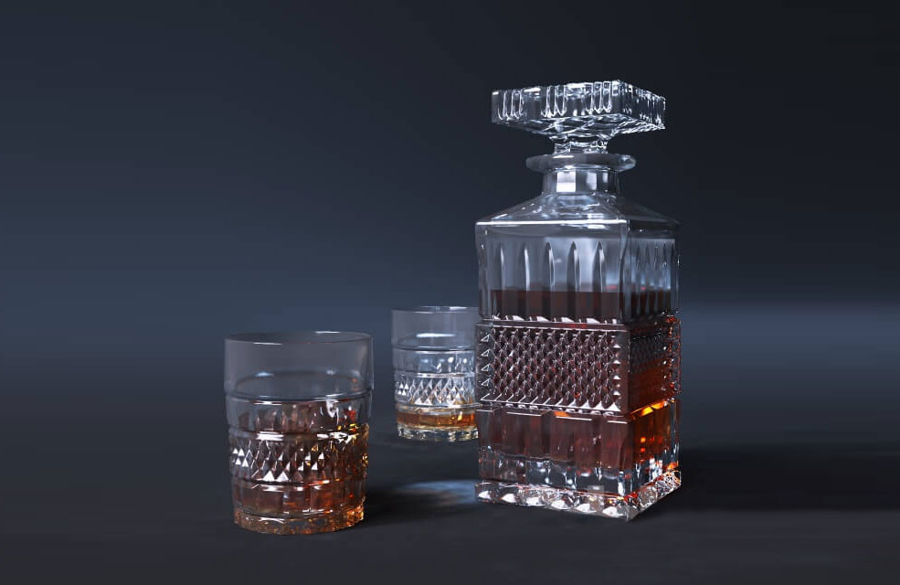 玻璃酒杯酒瓶3D模型 Set for brandy Brittany
