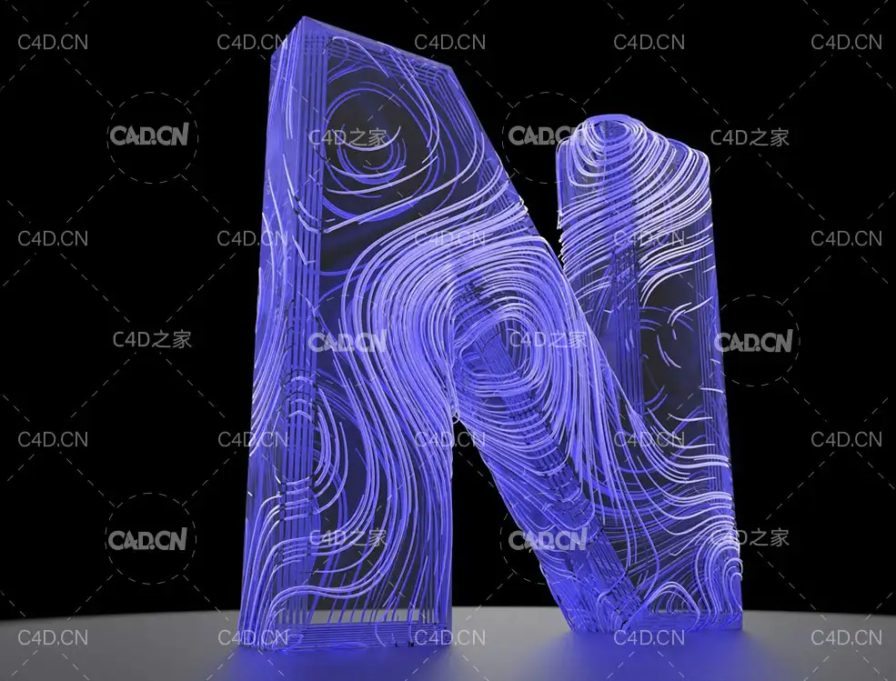 C4D酷炫的流线包裹的文字动画工程