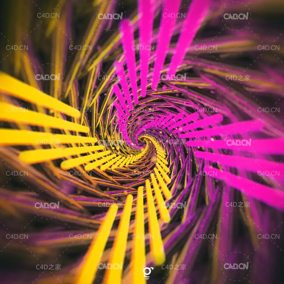 C4D Octane彩条螺旋场景工程 Tunnel