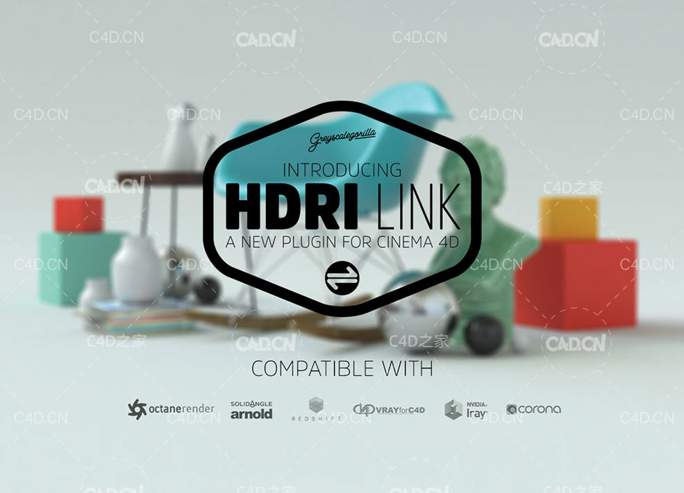 灰猩猩HDRI贴图渲染预览调用C4D插件Greyscalegorilla HDRI Link 1.054 for Cinema 4D