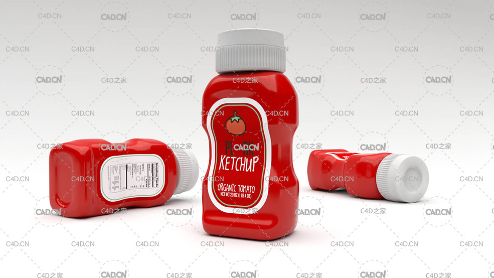 C4D Octane Render番茄酱瓶模型 KETCHUP BOTTLE