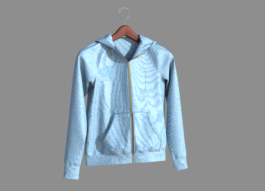 挂起来的蓝色连帽衫衣服C4D模型 3D Hoodie