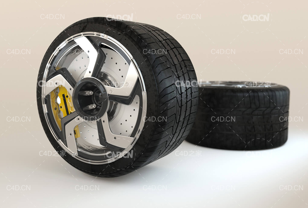 兰博基尼汽车轮胎 Cinema 4D 3D Model Lambo Car Wheel
