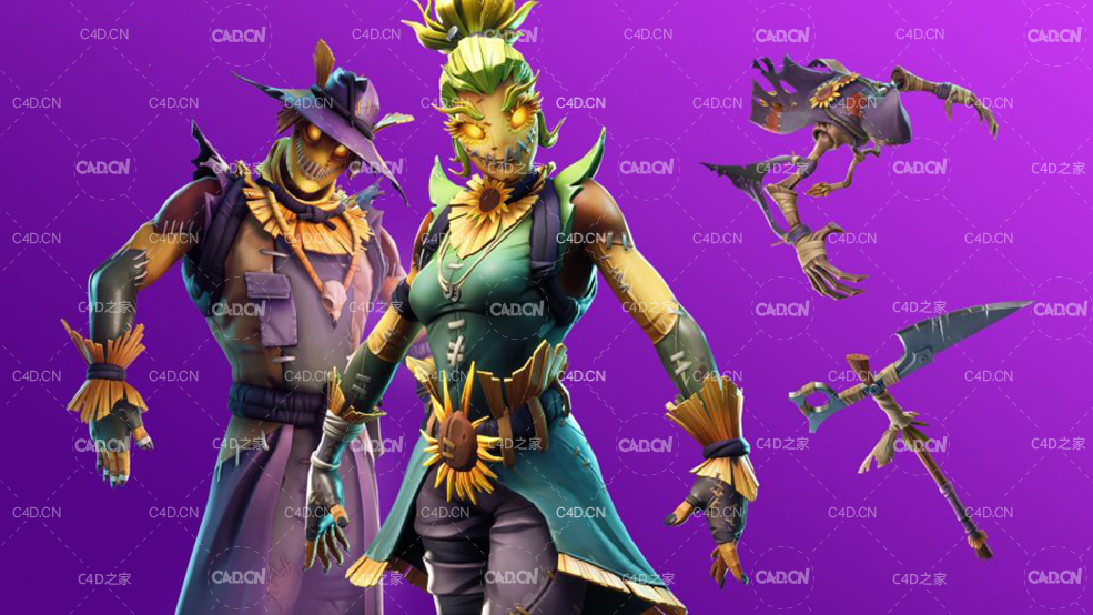 11套C4D射击游戏《堡垒之夜(Fortnite enemies)》游戏模型合集 - C4D之家 - fortnite-1920x1080-wallpaper-scarecrows-924x520.jpg