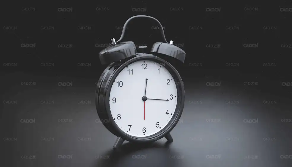 黑色闹钟C4D模型 Alarm clock