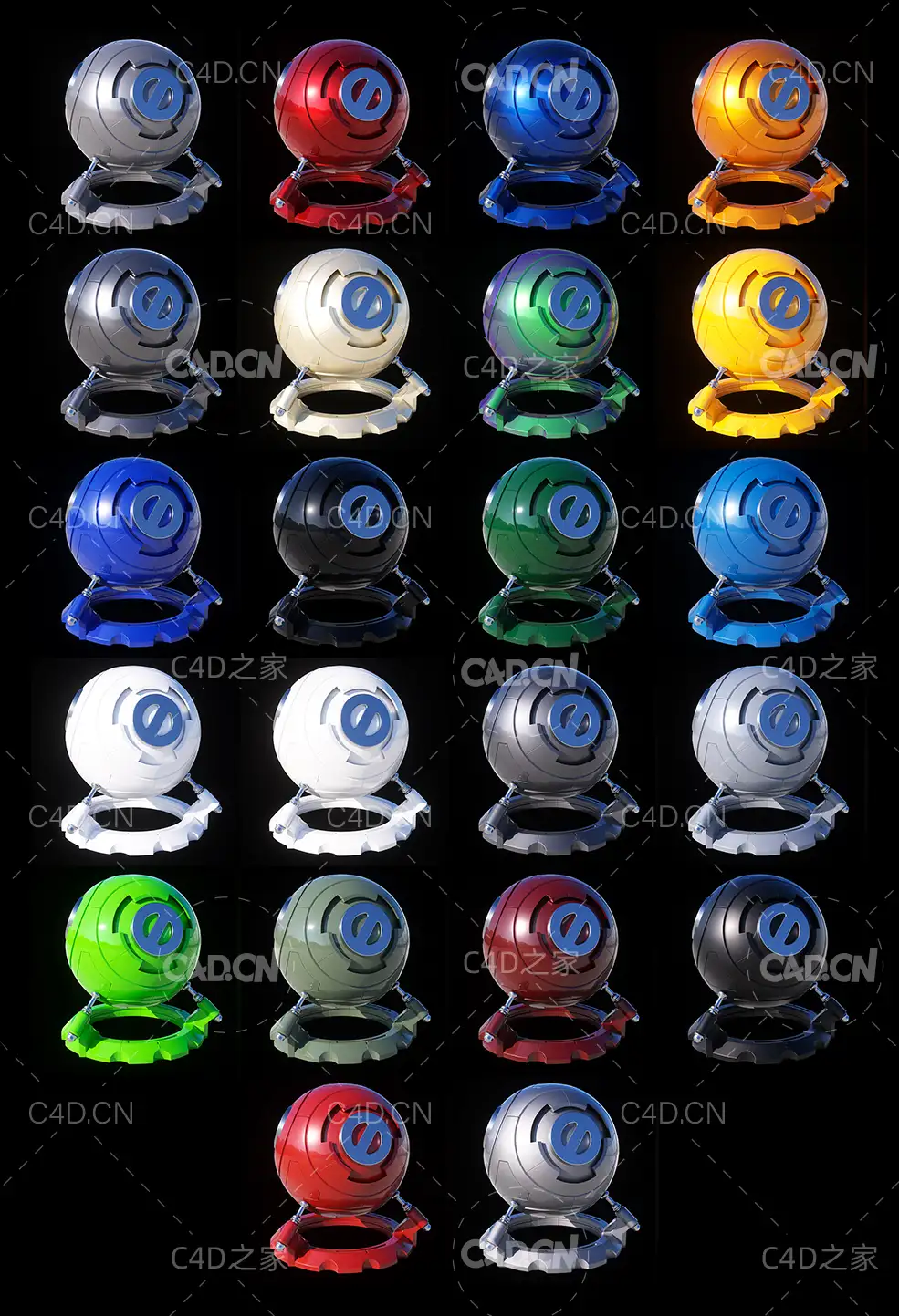 22个Octane汽车车漆材质球预设 Gumroad Raidzer0 Auto Shaders for Octane 4.0+ - C4D之家 - SHADERBALLS.jpg