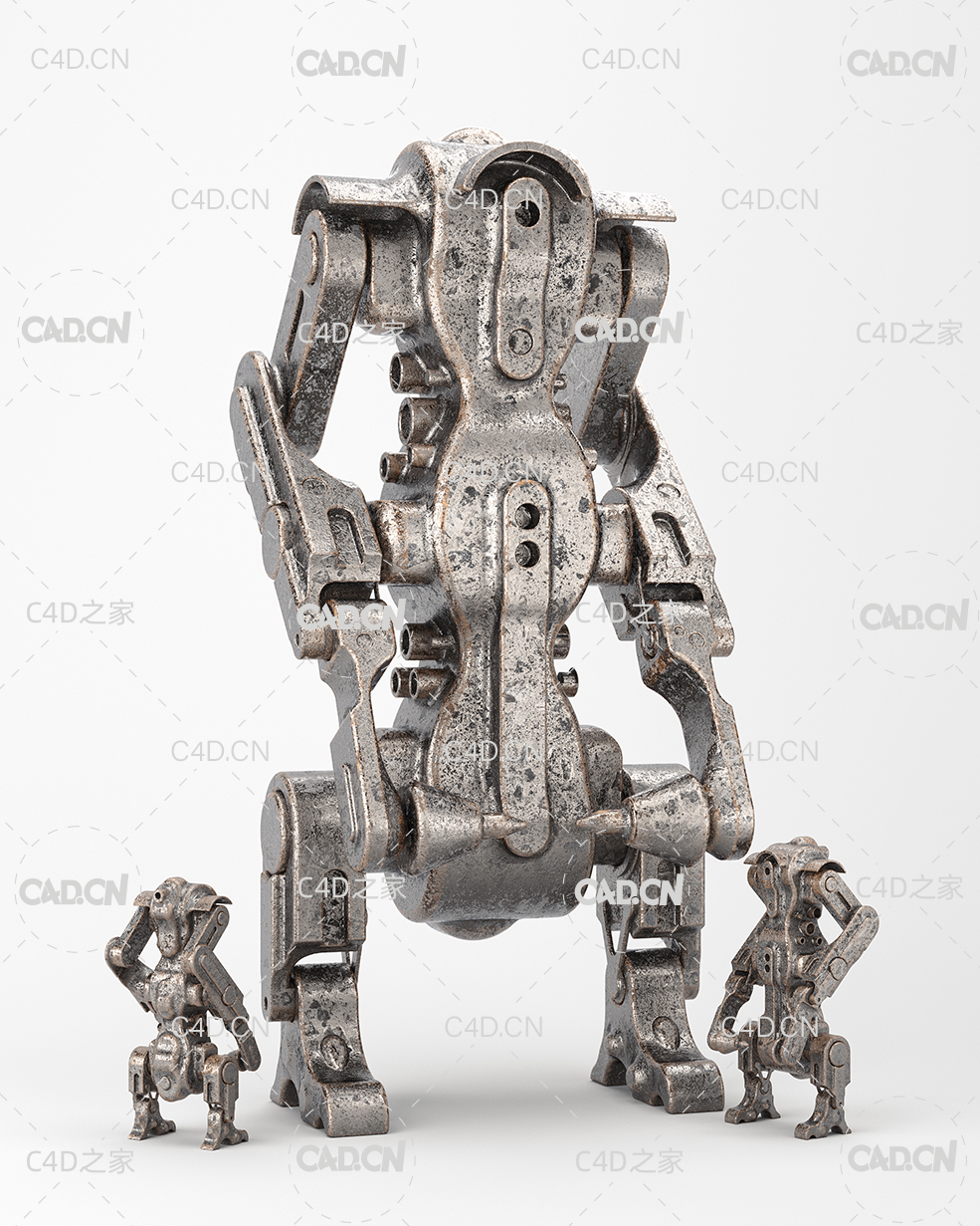 C4D Redshift生锈金属机器人创意工程 Scavenger