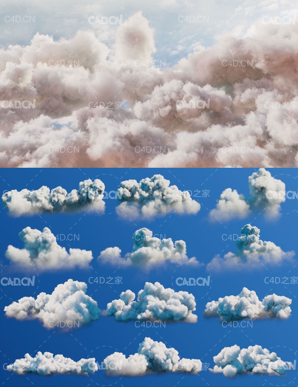 72个vdb体积云模型预设 VDB Clouds MEGA BUNDLE 3 in 1 3D Models