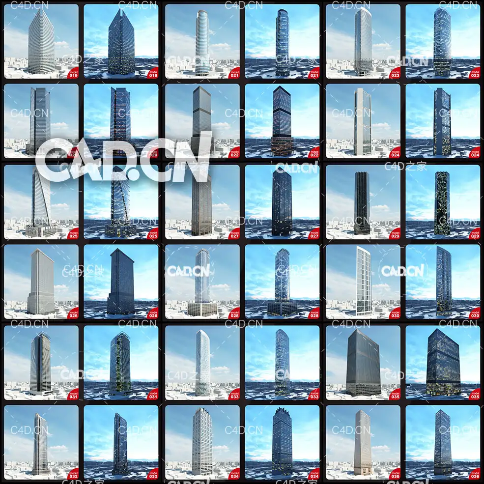 52栋摩天大厦高层建筑C4D模型 - C4D之家 - 未命名-2.jpg
