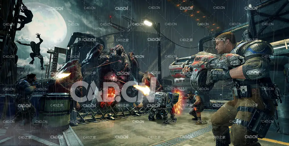 110多套C4D射击游戏《战争机器(Gears of War 4)》角色动画模型合集