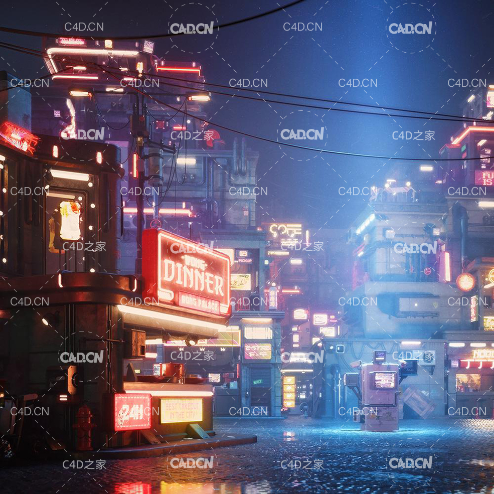 赛博朋克未来科幻街道楼房3D模型 KitBash3D Props – Cyber Streets(MAX/OBJ/FBX/MTL) - C4D之家 - CyberpunkProps_ProductShot_Sq_001_1024x_2.jpg