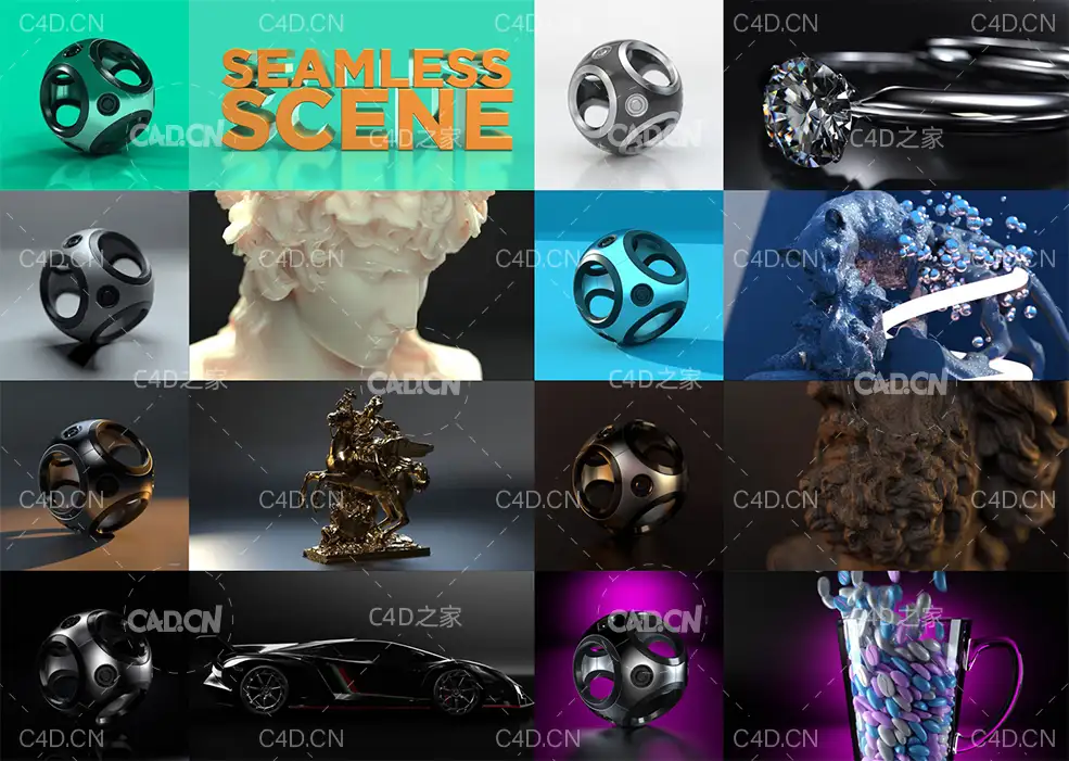16组实用Cinema4D C4D Redshift渲染器场景渲染灯光预设工程