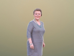 三维扫描写实人物行走的国外大妈