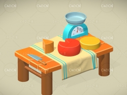 C4D卡通奶酪桌模型