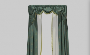 窗帘 / 窗纱 / 双层透明窗帘C4D模型 3D model of curtain