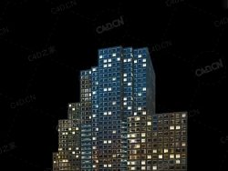 夜间摩天大楼办公楼写字楼C4D模型 Archmodels Vol.103_Night Skyscrapers - model-71