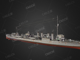美国海军克莱姆森级驱逐舰平甲板型四烟囱驱逐舰C4D模型下载Clemson 3d model