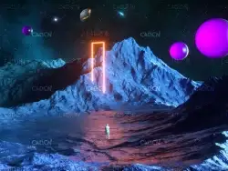C4D Octane科幻外星地形地貌夜景工程 Night View Landscape