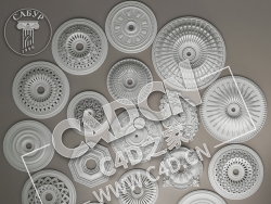 C4D欧式石膏雕花灯盘灯座浮雕花构件模型_66 ceiling decor