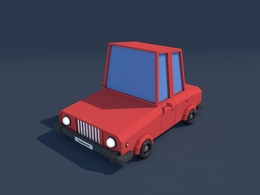 低面卡通小汽车C4D模型 Low Poly Family Car